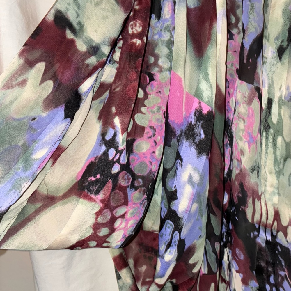 Silk Print Off The Shoulder Short Sleeve Blouse Top MultiColor By Abi Ferrin New - Picture 7 of 14
